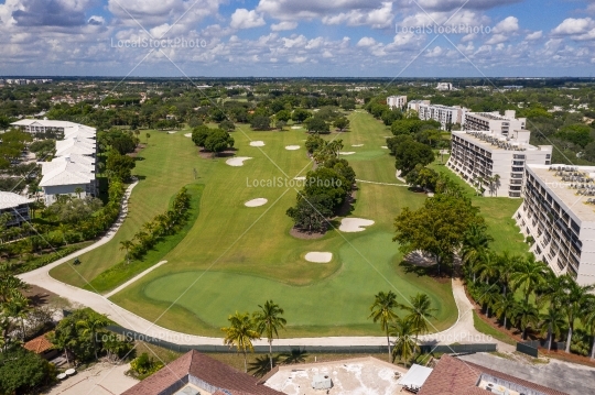 Aerial golf course view
