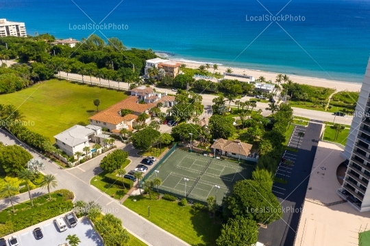 Tennis court aerial view